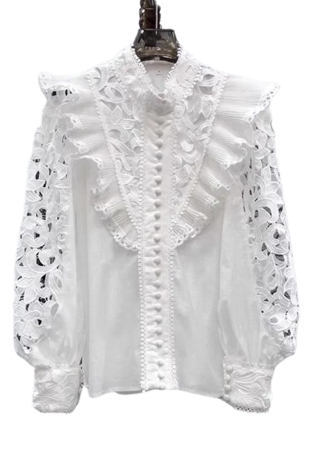 Lace ruffle shirt shop