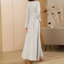 Plaid long dress, high quality zipper slim waist