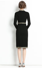 High Quality Knee Length Long Sleeve Black Vintage Elegant Dress
