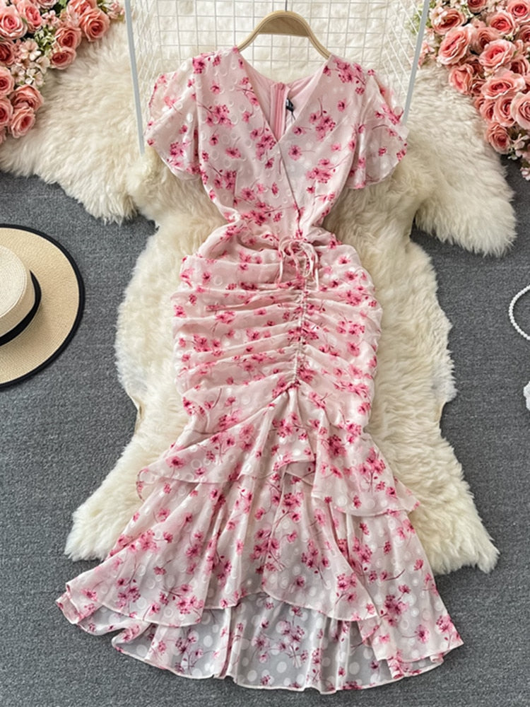 chinese dress ladies SEQUIN FLORAL PRINT MERMAID GOWN CDCDS488 main image 0
