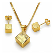 Oro Laminado Earring and Pendant Adult Set, Gold Filled Style Polished, Golden Finish