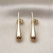 Oro Laminado Stud Earring, Gold Filled Style Teardrop and Hollow Design, Polished, Golden Finish