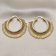 Oro Laminado Medium Hoop, Gold Filled Style Ball Design, Polished, Golden Finish
