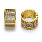 Oro Laminado Huggie Hoop, Gold Filled Style with White Cubic Zirconia, Polished, Golden Finish