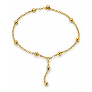 Stainless Steel Fancy Bracelet, Ball and Rolo Design, Polished, Golden Finish
