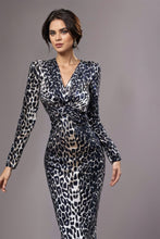 High Quality Sexy Bodycon Long Sleeve Leopard Print Dress