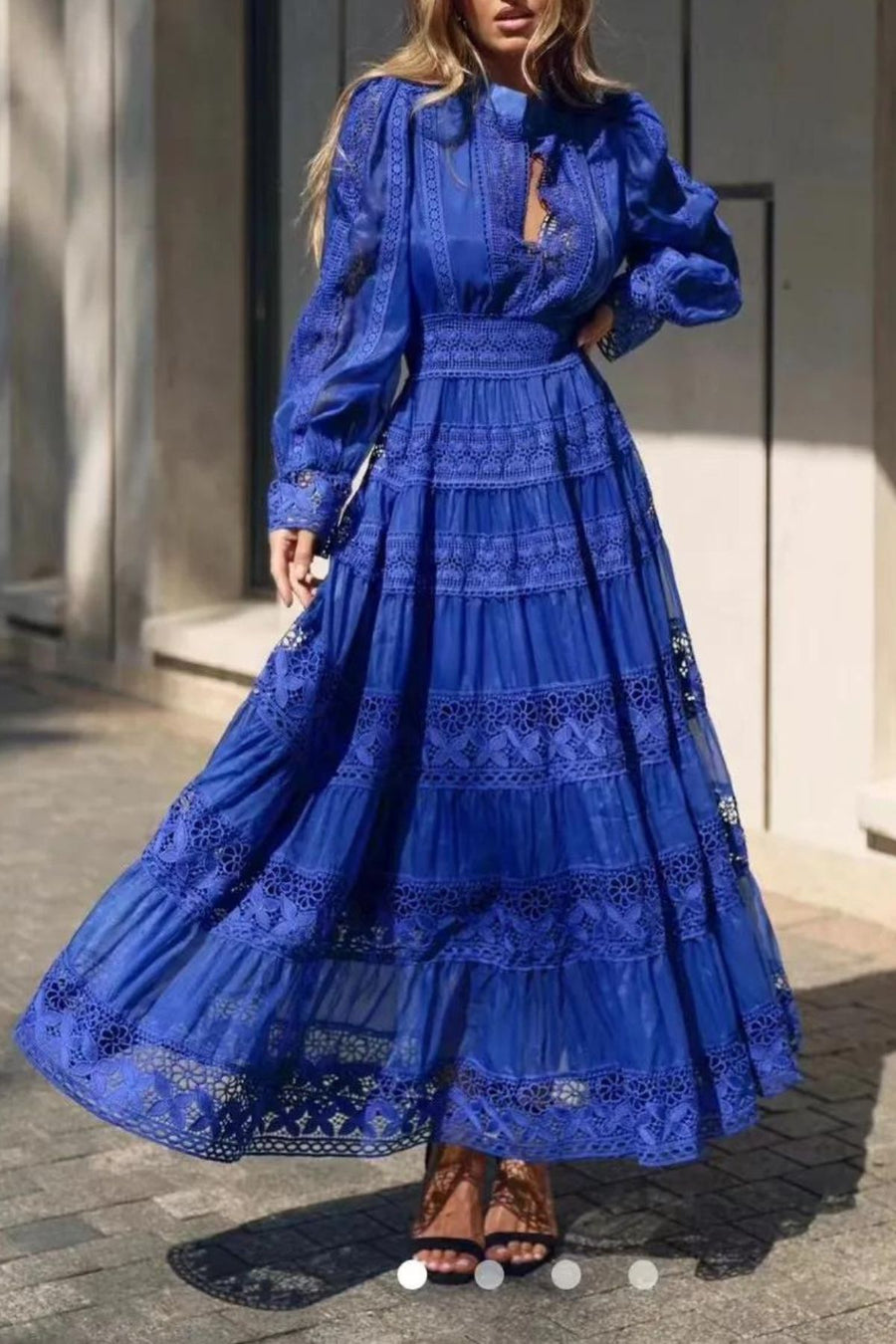 Style retro court style V-neck waist lace mesh patchwork dress fairy s ETERNA Style retro court style V-neck waist lace mesh patchwork dress fairy s ETERNA