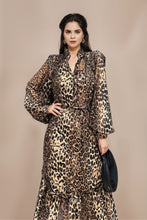 New High Quality Long Sleeve Leopard Print Chiffon Dresses