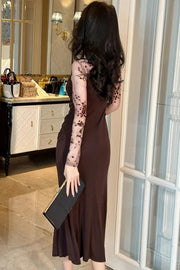 High Quality Bodycon Round Neck Elegant Mermaid Long Dress