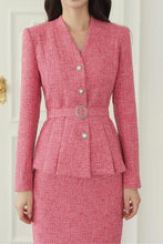 Two Piece Set Single Breasted V-Neck Jacket Coat + High Waist Pencil Pocket Skirt