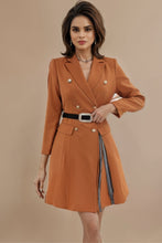 High Quality Long Sleeve Double Breasted Belt Office Dress