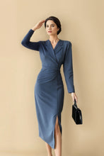 High Quality High Waist Slim Long Sleeve Solid Elegant Dress