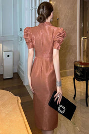 High Quality Bodycon Elegant Puff Sleeve Formal Dress