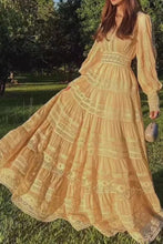 Style retro court style V-neck waist lace mesh patchwork dress fairy slimming ladies long dress