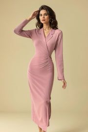 High Quality High Waist Slim Long Sleeve Solid Elegant Dress