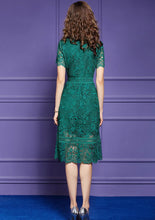 High Quality Short Sleeve Knee Length Lace Elegant Dress