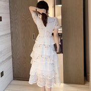 Vintage Layer Ruffles Lace Madi Dress Runway