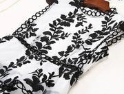 High Quality Sleeveless Leaf Embroidery Layered Ruffles Below Knee Long Dress