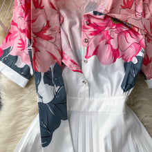 High Quality Pleated Long Sleeve Bow Short Sleeve Elegant Floral Dresses