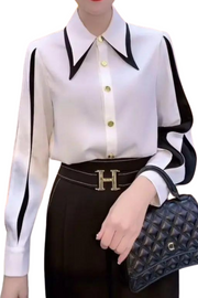 High Quality Big Pointed Collar Lantern Long Sleeve Shirt