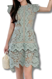 High Quality Backless Embroidery Strap Sleeveless Lace Dress