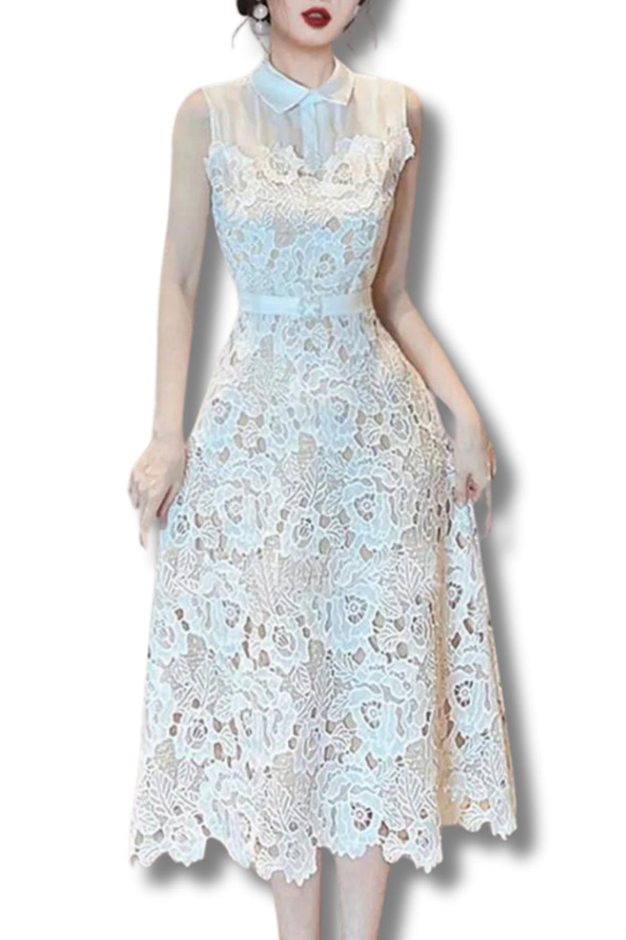 High quality sleeveless elegant lace dress