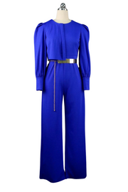 High Quality Long Sleeve Elegant Metal Belt Wide Leg One Piece Elegant Jumpsuit