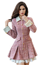 High quality patchwork long sleeve tweed dresses