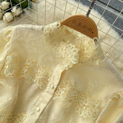 Fashion Women's Embroidery Dresses Stand Collar High Waist Lantern Sleeve Lace Spliced Long Sleeve Elegant Dress Female