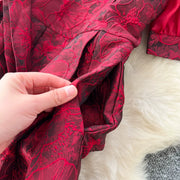 Summer Bohemian Jacquard Flower Long Dress Women V-Neck Short Puff Sleeve Vintage Print Bandage Lace Up Robe Vestidos Clothes