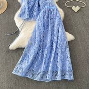 Embroidery Mesh 2 Pieces Set Women Hollow Out Sashes Shirt Tops + Elastic Waist A-Line Long Skirts Suit Autumn Ladies Outfit