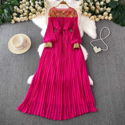 Floor Length Formal Evening Luxury Dress Women Summer Autumn See Through Crochet Crystal Beaded Long Sleeve Maxi Chiffon Dresses