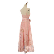 Plus size printed strappy dress with high waist, high quality midi style