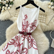 Chic vintage print sleeveless Elegant Fairy spring  Women Sundress women clothing A-line dress