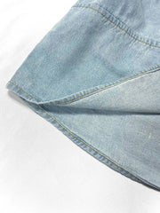 Long Dress Women Denim Dresses A Line Vestidos  Streetwear Turn Down Collar Sleeveless Elegant Casual Loose