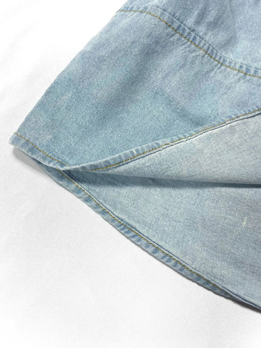 Long Dress Women Denim Dresses A Line Vestidos  Streetwear Turn Down Collar Sleeveless Elegant Casual Loose
