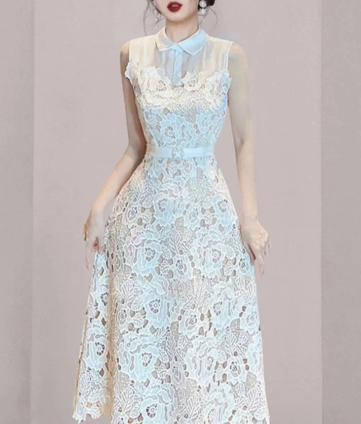 High quality sleeveless elegant lace dress