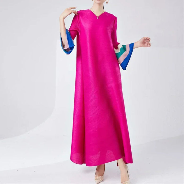 High-end V-neck Flare Sleeves High-end Pleated Elegant Dress