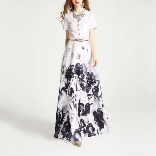 vintage printed v-neck long-sleeve elegant dress Puyaiuu Multi Tone Vintage Floral Print Deep V Neck Long Sleeve Pleated Maxi Dress For Women Elegant Belted Waist Flowy Chiffon Boho Wedding Guest Formal Dress Gift