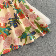 Elegant Vintage Office Long Dress Women Summer V Neck Sleeveless Print Floral Luxury Dress Evening Party Birthday Dresses
