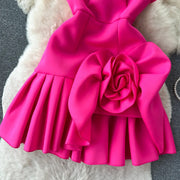 High quality three-dimensional flower high waist sexy elegant dress