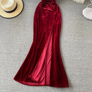 High Quality Sexy Deep V-Neck Backless Tight Hip Dress