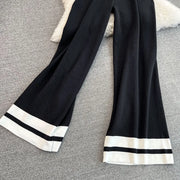 Pant Set Women Two Piece Sets Matching Sets Sleeveless Knitted Slim Fit Tops Wide Leg Long Pants High Elastic Waist Casual