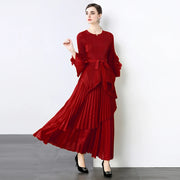Miyake Spring Women's Clothing French Light Luxury Temperament Elegant Pleated Clothes Two-piece Set  Irregular Skirt 2025