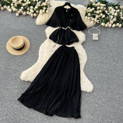 Chic Elegant Three-dimensional Ruched slim chain casual Sexy Evening Fashion fairycore women clothing Two Piece Set