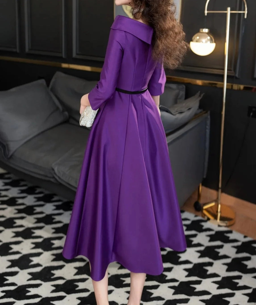High Quality Long Sleeve Slash Neck Elegant Dresses green / M High Quality Long Sleeve Slash Neck Elegant Dresses green / M