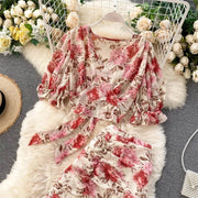 Sexy Two Pieces Sets Chic Bandage chiffon Shirt Top with sweet High Waist mermaid Skirt Beach Vacation Sets
