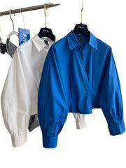 High Quality Long Sleeve Loose Vintage Plain Short Shirt