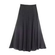 KONDALA Vintage Polka Dot Women Sets Chiffon Bow Tie Loose Blouses Loose Long Skirts Fashion 2026 Spring Summer Holiday Suits