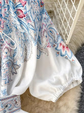 2 Piece Set Bowknot V-Neck Puff Short Sleeve Belted Shirt + Floral Print Wide Leg Shorts